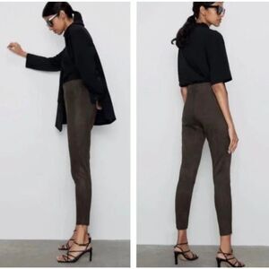Zara EUC High Waist Faux Suede Leggings Pants Size XL